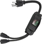 2 Way Extension Cord with On/Off LED Switch, Fiabtool 3 Prong Extension Cord Splitter, Heavy Duty Plug Splitter, SJTW 18AWG 10A/125V, Indoor Use (3.28 Ft, Black)