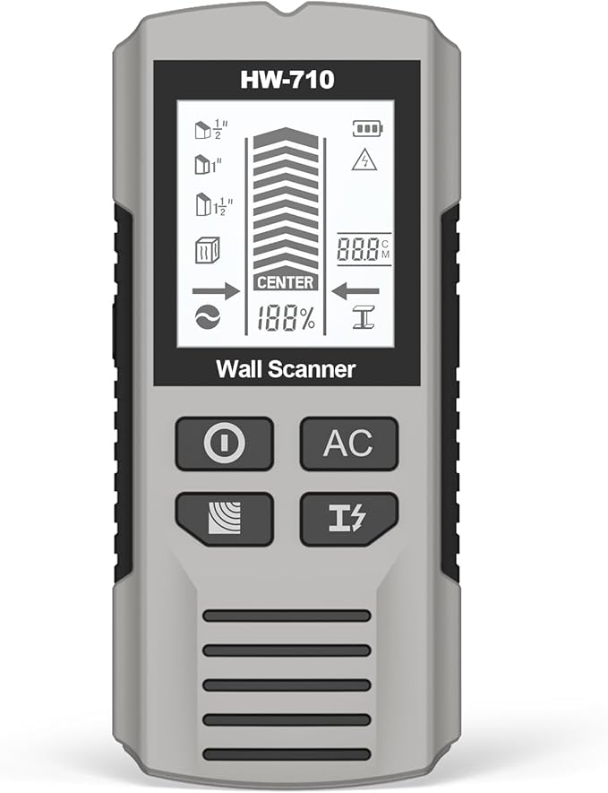 Stud Finder Wall Scanner 5-in-1 Upgraded Chip FOGZUVR: Wall Detector Detect Wood/Metal/AC Wire/Pipe, Wire finder LCD Display & Audio Alarm for Edge/Center Precision, Sky Silver(Without 9V Batteries)