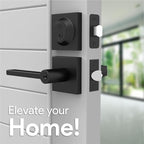 Mega Handles Prime Entrance Combo, Entry Lever Door Handle and Single Cylinder Deadbolt Lock and Key Combo Pack, Heavy Duty Square Locking Door Levers Set for Left or Right-Handed Doors - Matte Black