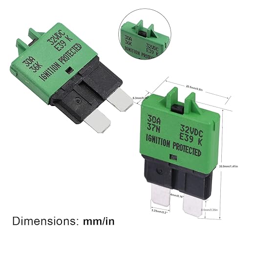 E39 30A Manual Reset Fuse Circuit Breaker 12V-32V DC ATO/ATC Low Profile- UL Certified - Type 3 Resettable Blade Fuses for Car, Truck, RV, Marine, Solar, Automotive - 3 Pack