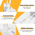 White Dusk to Dawn Outdoor Wall Lantern 2-Light, 19" Large Outside Modern Wall Sconce Light Fixture, Industrial Porch Light Wall Mount with Glass, Waterproof Farmhouse Exterior Lamp Lighting