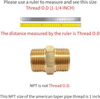 1 Inch x 1 Inch NPT Brass Hex Nipple Male Pipe Adapter, Thread OD 1-1/4", (1 Piece)