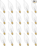 Potanro E12 Incandescent Light Bulbs 25Watt Warm White 2700K, 180 Lumens Candelabra Light Bulbs Decorative Dimmable Chandelier Bulbs for Ceiling Fan, Pendants (25W-20Pack)