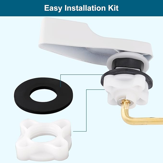 White Front Mount Metal Toilet Handle Replacement Kit Compatible with American Standard/Mansfield/Gerber/TOTO/Kohler Toilet, Toilet Tank Flusher Lever with Flapper Chain