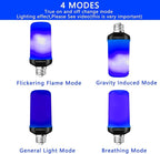 Flame Light Bulbs, 4 Modes LED Flame Effect Light Bulb, E26 Base Flickering Light Bulb with Gravity Sensor,Flickering Light Bulbs Halloween Home Party (Blue-2 Pack)
