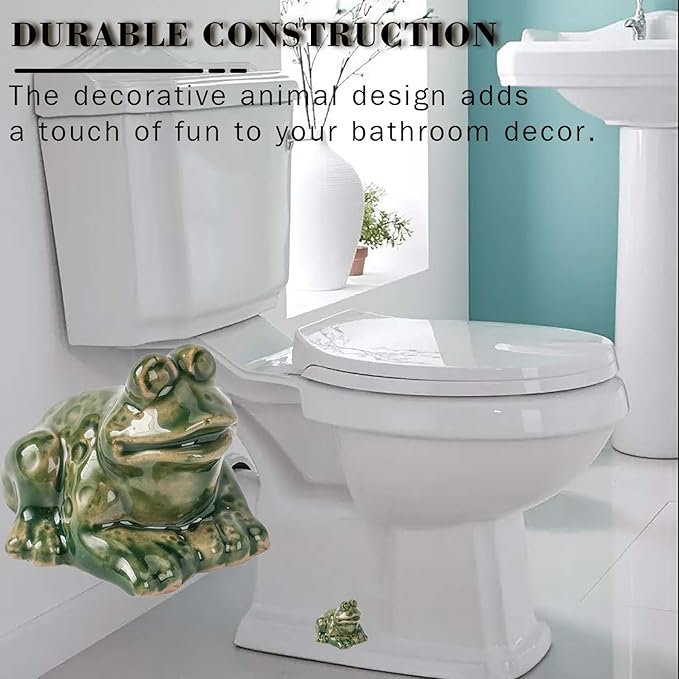 Toilet Bolt Caps, Toilet Screw Cover Caps Frog Ceramic Toilet Bolt Caps, Toilet Bowl Cover Bathroom Decor for Easy Installation(Green frog 4pcs)