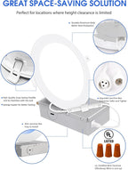 2 Pack 6 Inch Ultra-Thin LED Recessed Ceiling Light with Junction Box, 5000K Daylight, 12W 110W Eqv, Dimmable Canless LED Recessed Light, 1050LM High Brightness Wafer Downlight- ETL&FCC Certified