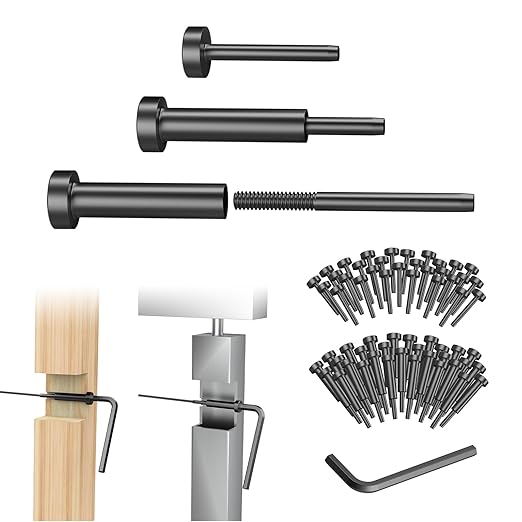 CKE 30 Pairs Black Invisible Cable Railing kit 1/8" Swage Tensioner Hardware and Terminal Hidden T316 Stainless Steel Invisible Receiver and Swage Stud End for 2"x2" 4"x4" Wood/Metal Post Deck Stairs