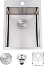 SHACO 15x20 Inch Drop In Bar Sink, Small Kitchen Sink for RV, 16 Gauge 304 Stainless Steel Topmount Handmade Wet Prep Single Bowl for Yard Office Utility Laundry with Grid & Drain