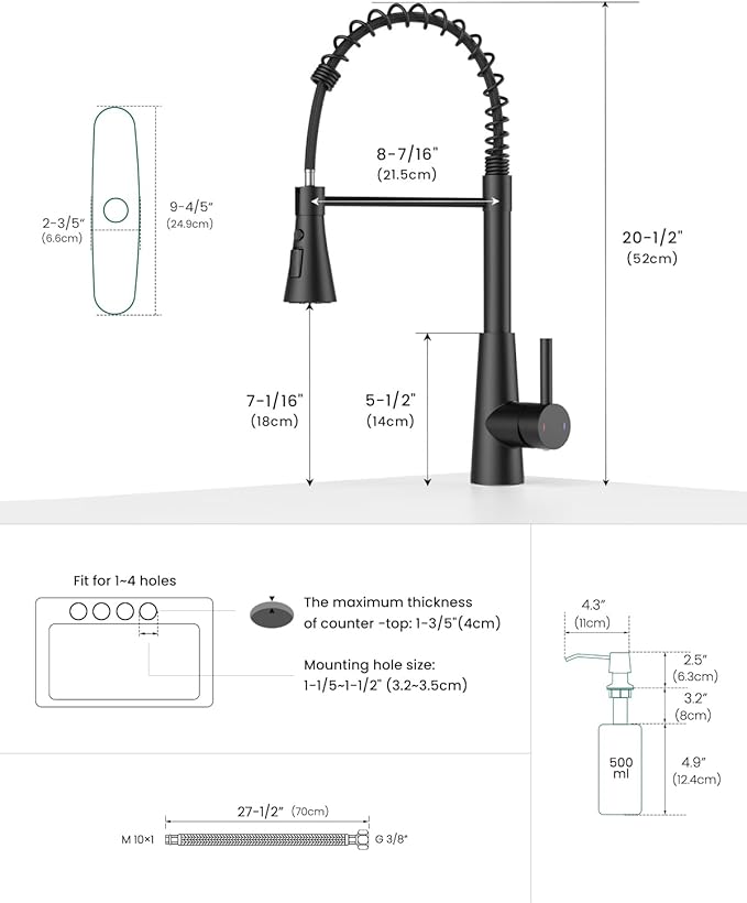 APPASO Pull Down Kitchen Faucet Touchless Black, Motion Sensor Activated Automatic Kitchen Faucet, High Arc Commercial Pre-Rinse Hands-Free Faucets for Kitchen Sink, Matte Balck (Side Sensor)