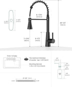 APPASO Pull Down Kitchen Faucet Touchless Black, Motion Sensor Activated Automatic Kitchen Faucet, High Arc Commercial Pre-Rinse Hands-Free Faucets for Kitchen Sink, Matte Balck (Side Sensor)