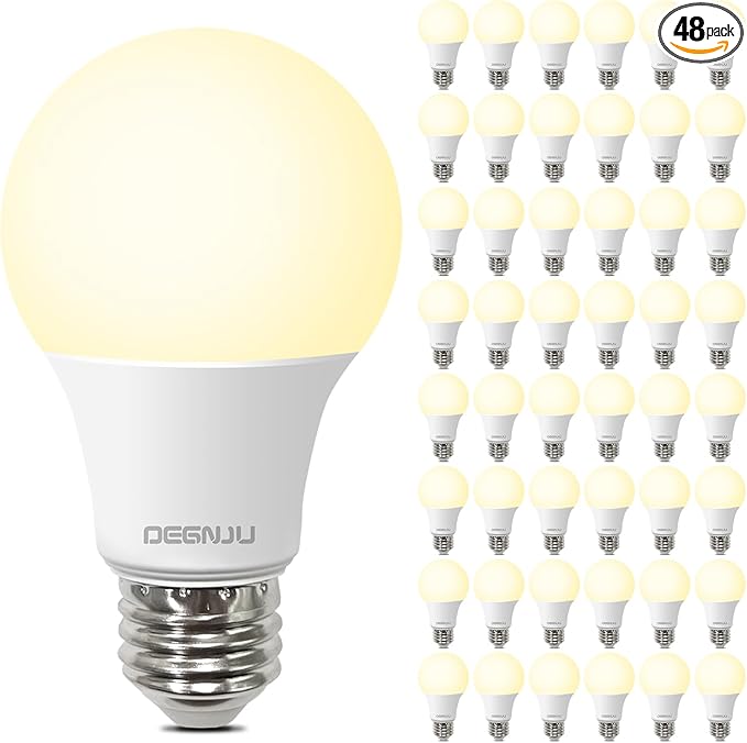 48 Pack LED Bulbs, A19 60W Equivalent, 800 Lumens, 2700K Soft White, 8W Non-Dimmable Light Bulbs for Home & Office, 15000hours