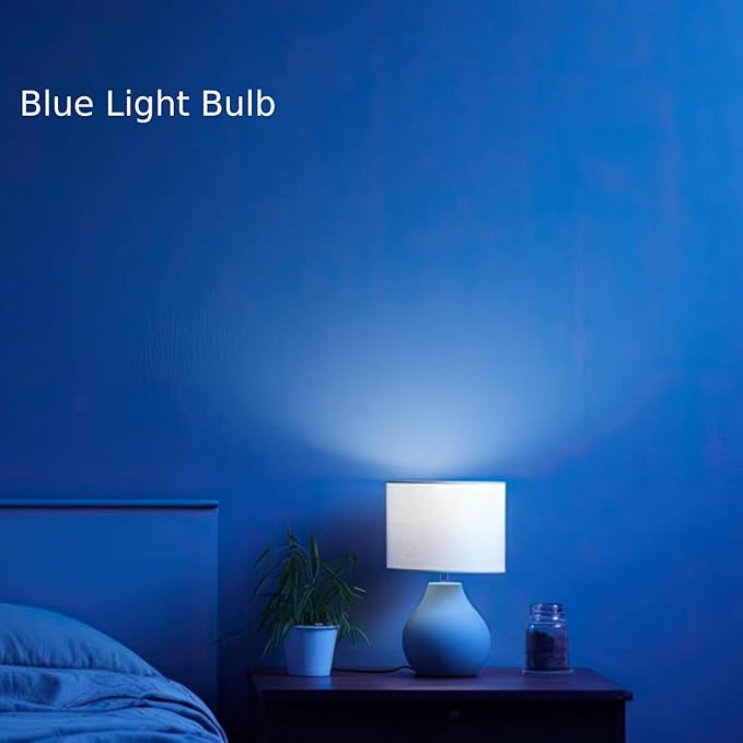 4 Pack 3.2 Inch T10 Blue Light Bulb, E26 Base Edison Bulbs Dimmable, AC 120V 60 Watt Equivalent Clear Glass Filament Bulb, Halloween Christmas Party Bar Colored Light Bulbs, UL Listed