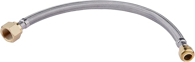 EFIELD 12-inch Length Flexible Connector Push-fit 1/2 inch x 3/4 inch FIP, Push-to-Connect Braided Stainless Steel Water Heater Hose,(HOSE030)