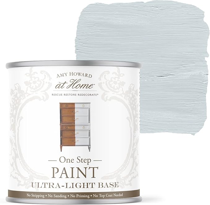 AMY HOWARD AT HOME Chalk-Based One Step Paint for Furniture, Cabinetry, Decor, Finish, and More | No Stripping, Sanding, or Priming | Ultra-Light Base | 16 Ounce | Robins Egg