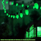 C9 Green Christmas Light Replacement Bulbs, 25 Pack Ceramic Green Incandescent Light Bulbs Vintage Light Bulbs for Outdoor Christmas Lights St Patricks Day Lights, E17 Intermediate Base- 7 Watts