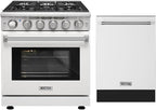 30 inch Freestanding Natural Gas Range or Liquid Propane Gas Range with 5 Burners, Large Capacity 24 inch Top Control Built-In Dishwasher with Third Rack, in Stainless Steel (White)