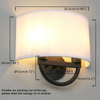 Yosoan White Boho Wall Sconce Bedisde Fixture Light, 2-Light Dual Indoor Hardwired Vanity Vintage Industrial Wall Mount Lighting Semicircle Fabric Lamp Shade for Hallway Bedroom Corridor Study Gallery