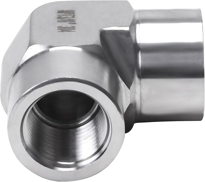 90 Degree Street Elbow - 3/8" NPT Female to 3/8" NPT Female Stainless Steel 304 Heavy Duty Forged Barstock Street Elbow Adapter Pipe Fitting (pack of 2)