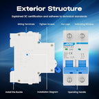 AC Miniature Circuit Breaker, 120V/240V 2 Pole 63 Amp DIN Rail Mount Circuit Breaker, MCB C63 Solar AC Disconnect Switch,Thermal Magnetic Trip