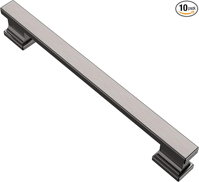 Alzassbg 10 Pack Brushed Black Nickel Cabinet Pulls, 6-1/4 Inch(160mm) Hole Centers Kitchen Cabinet Handles for Cabinets and Drawers AL3061BBN