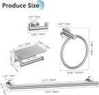 TNOMS Brushed Nickel 5 Pieces Towel Bar Set Bathroom Hardware Set Upgraded Toilet Paper Holder with Shelf,Towel Holder Set for Bathroom Stainless Steel Wall Mounted 23.6 Inch