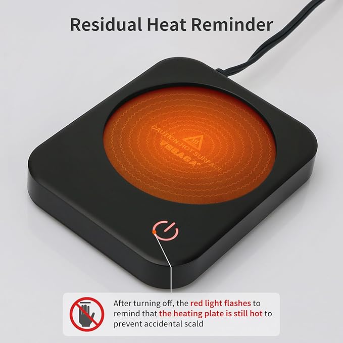 VOBAGA Coffee Mug Warmer, 4 Hours Auto Shut Off Cup Warmer for Office Home Desk Use with 3 Temperature Settings, Electric Beverage Warmer for Cocoa,Tea, Milk, Soup, Gift (No Cup)