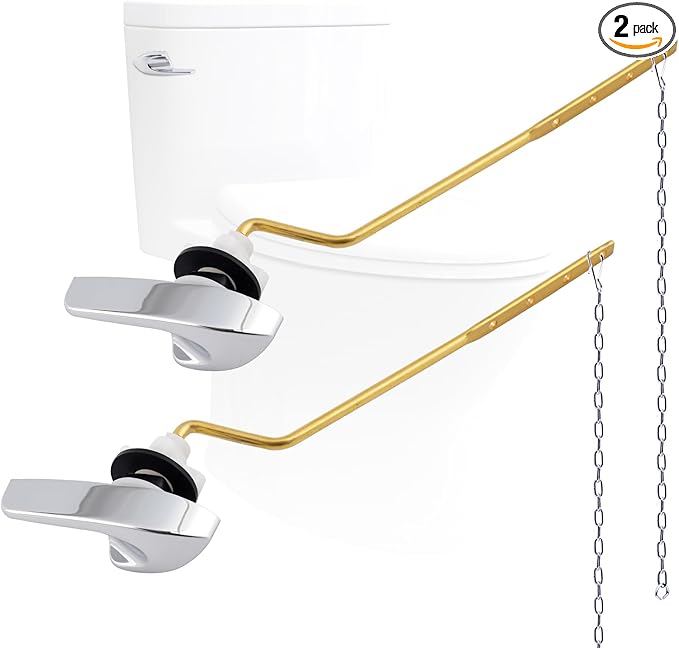 2Pack Universal Side Mount Toilet Handle Replacement Kit Compatible with Kohler K-GP30324-CP/Glacier Bay Toilet with Flapper Chains, Metal Toilet Flusher Lever, Chrome