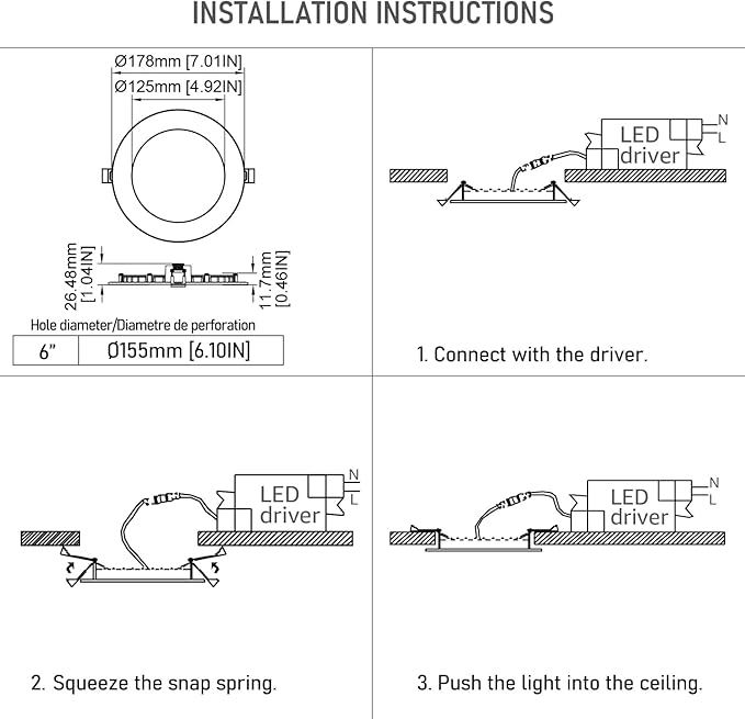 TORCHSTAR 12-Pack 6 Inch Ultra-Thin LED Recessed Lighting with J-Box, CRI90, 5000K Daylight, 12W Dimmable 1100lm Brightness LED Downlight, ETL & Energy Star Listed