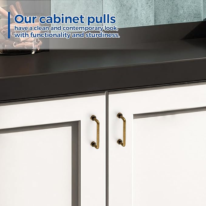 JOY DECOR Cabinet Pulls – 3 Inch Hole Center, Antique Brass, 15 Pack, Zinc Alloy Cabinet Handles for Drawers & Cupboard – Vintage Style Hardware for Kitchen, Bathroom, Dresser, Furniture Makeover