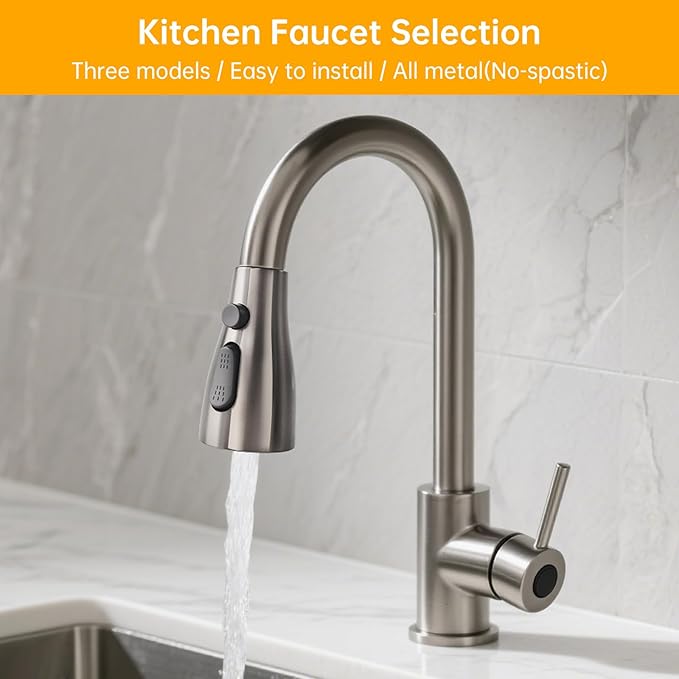 Pull Down Kitchen Faucet Spray Head Replacement, 3-Function High Pressure Sink Faucet Sprayer with 9 Adapters, Compatible with American Standard