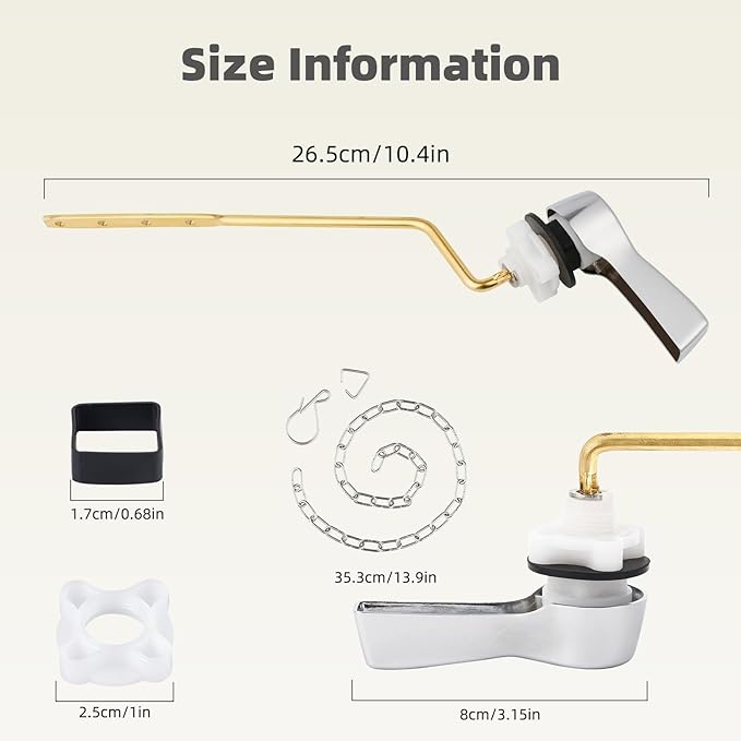 iFealClear Universal Side Toilet Flush Hnadle Replacement, Angle Mount Toilet Handle Replacement Compatible with Kohler, American Standard, TOTO, Mansfield, Solid Brass, Chrome