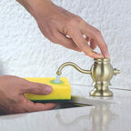 RANDOM Brushed Gold Soap Dispenser for Kitchen Sink,Built in Sink Soap Dispenser with Solid Brass Pump Head Soap Dispenser Extension Tube Kit and 11 Ounce Large PET Liquid Soap Bottle.RD84038BG