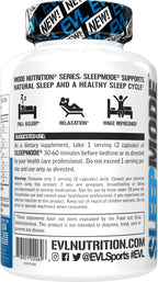 Evlution Nutrition Herbal Complex Sleep Supplements for Adults Gentle Sleep Support Adult Melatonin Pills with Valerian L-Tryptophan Lemon Balm and More - Restful Calm Sleep Capsules - 30 Servings