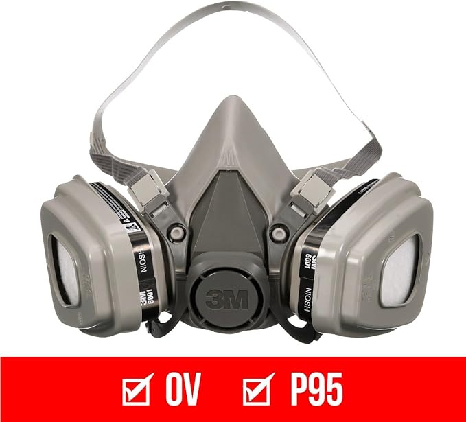3M P95/OV Paint Project Reusable Respirator 6211, Medium Size, NIOSH-APPROVED Organic Vapor Cartridge & P95 Rated Filters, Lightweight, Flexible, Thermoplastic Faceseal For Comfort (6211P1-DC)