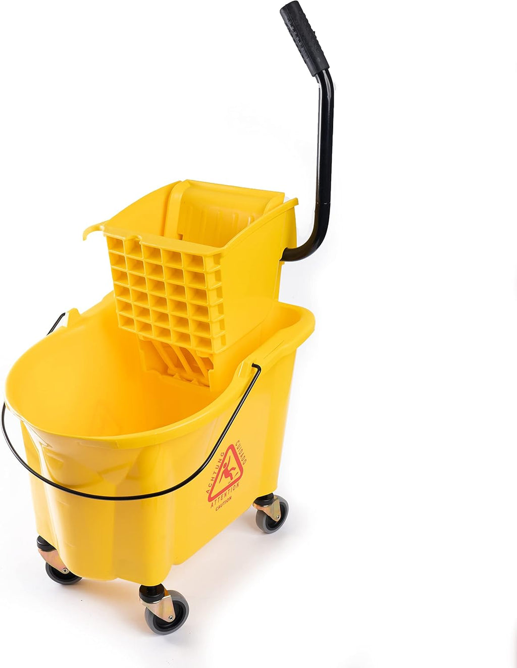 Matthew Cleaning 38 Quart Commercial Mop Bucket INCL.Wet String Mop with Side Press Wringer On Wheels,Heavy Duty Tandem Portable Floor Cleaning Wavebrake,Ideal for Household,Industrial,Restaurant