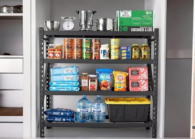 Generic Heavy Duty Member Mark 4-Shelf Industrial Storage Rack in Black, 77"" W x 24"" D x 72"" H (1 PACK)