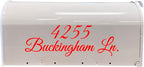VWAQ Mailbox Address Decal Set of 2 - Insert Street Name & Address Personalized Decals CMB7 (Red, 19"W X 6.5"H)