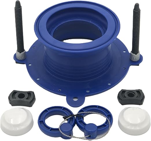 One N Done Toilet Flange Repair Kit – Complete Toilet Wax Ring Replacement Kit – Durable Waxless Toilet Ring – Includes Toilet Flange Bolts, Toilet Bowl Caps, and Toilet Flange Extension Kit (1 Pack)