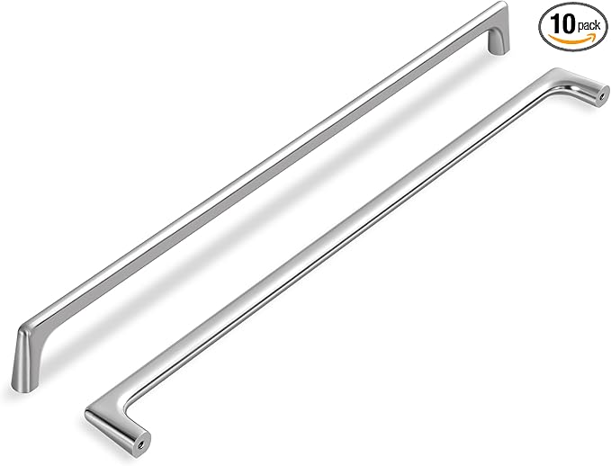 10 Pack 12.6 Inch(320mm) Hole Center Modern Satin Nickel Cabinet Pull Handle Timeless Vanity Drawer Pull Handle Classic Cabinet Hardware for Kitchen Bathroom, Screws Included, Nickel-B(12.6x10)