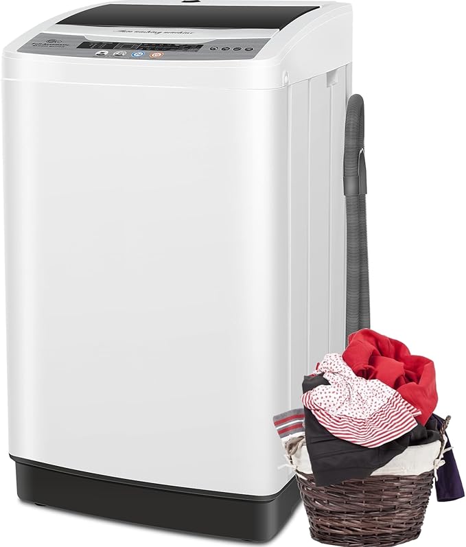 Nictemaw Portable Washing Machine 20Lbs Portable Washer Machine with Drain Pump, 2.8 Cu.ft Compact Washer with 10 Programs 8 Water Levels Small Washing Machine for Apartment, Home, Dorms, Rv