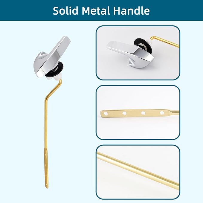 Universal Metal Side Mount Toilet Handle Replacement Kit Compatible with Kohler K-GP30324-CP/Glacier Bay Toilet with 1pc Flapper Chain, Toilet Flusher Lever, Chrome