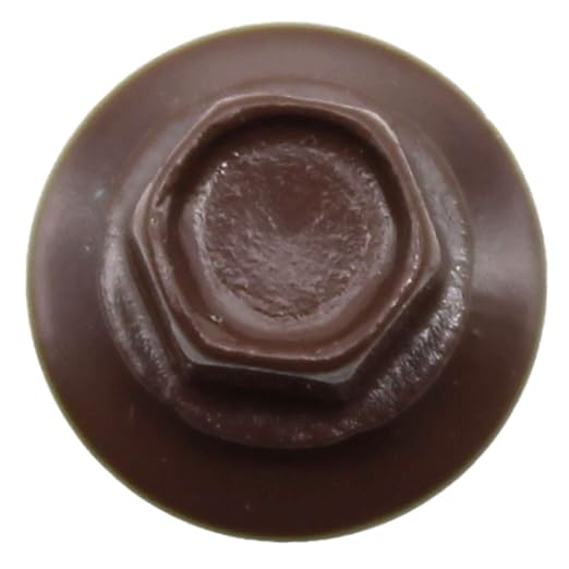 #14 Metal ROOFING SCREWS: (250) Screws x 1-1/2" BROWN Hex Washer Head Sheet Metal Roof Screw. Self starting/tapping EPDM washer. Colored head for corrugated roofing