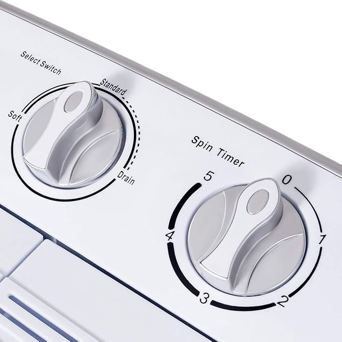 Clothes Washing Machines,SAFEPLUS Compact Mini Twin Tub Versatile Washer Machine with 8 lbs Washing &5 lbs Spin Dryer Load Capacity Gravity Drain Pump and Drain Hose for Apartment