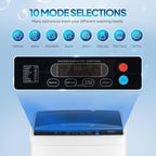 ROVSUN 25LBS Portable Washing Machine, Full-Automatic Electric Laundry Machine with Stainless Steel Drum, Compact Washer and Spin Dryer Combo with Drain Pump for Home, Apartment, Light Grey