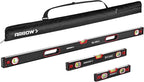 ARROW 3-Piece Spirit Level Set Included 9"/16"/48" Level with 45°/90°/180° Bubbles, Carrying Bag, Aluminum Alloy Body, Precision-Machined Base & Shockproof Rubber End Caps for Construction, Carpentry