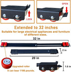 Appliance Rollers Heavy Duty,Max 32in,Second Generation Extendable Appliance Rollers Mobile Washing Machine Base Easily Move Washing Machines, Dryers, Refrigerators, Furniture (Black (Upgrade wheel))