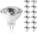 MR16 Halogen Bulbs 2 Pin, 12V 50W 12 Packs Halogen Light Bulbs Gu5.3 Base Dimmable with Clear Glass Cover, 2700K Warm White for Landscape Lights, Track Lights, Fiber Optics, Desk Lamps