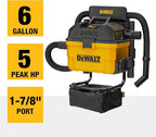 DEWALT Portable 6 Gallon 5 Horsepower Wall-Mounted Garage Wet Dry Vacuum Cleaner DXV06G