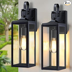 18'' Large Outdoor Wall Lights 2 Packs, Modern Black Exterior Lighting Fixtures, Waterproof Outdoor Sconces Porch Light for House Wall Mount, Farmhouse Wall Lanterns for Front Door, Garage